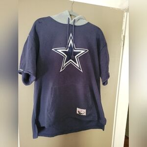 MENS DALLAS COWBOYS POSTGAME SHORT SLEEVE HOODIE MITCHELL& NESS🏈🏈🏈